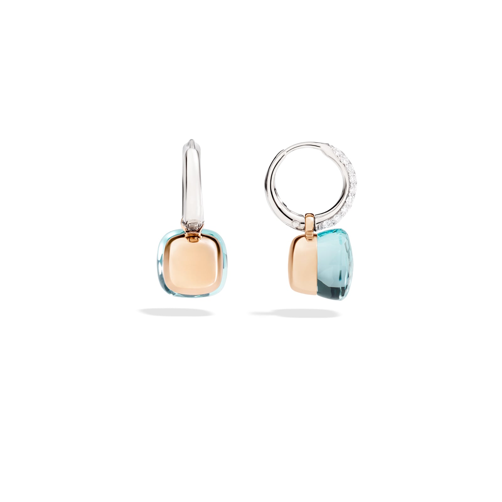 Pomellato Nudo 18ct Rose & White Gold Blue Topaz & 0.55ct Diamond Earrings Pomellato Nudo 18ct Rose & White Gold Blue Topaz & 0.55ct Diamond Earrings