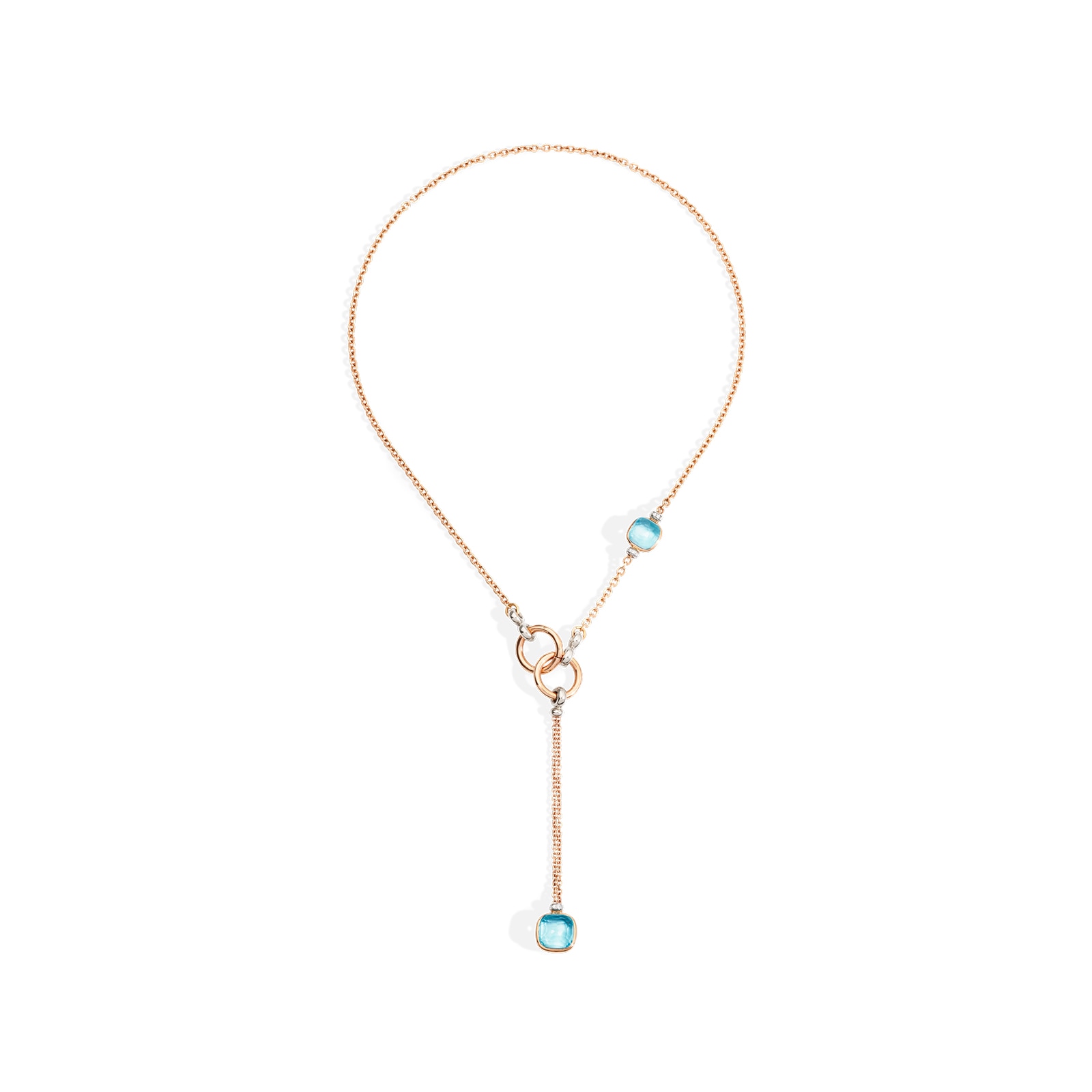 Pomellato Nudo 18ct Rose & White Gold Blue Topaz & 0.10ct Diamond Necklace Pomellato Nudo 18ct Rose & White Gold Blue Topaz & 0.10ct Diamond Necklace