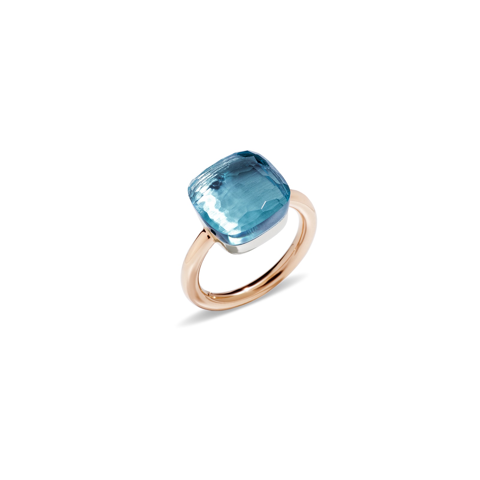 Pomellato Nudo Maxi 18ct Rose & White Gold Blue Topaz Ring Pomellato Nudo Maxi 18ct Rose & White Gold Blue Topaz Ring