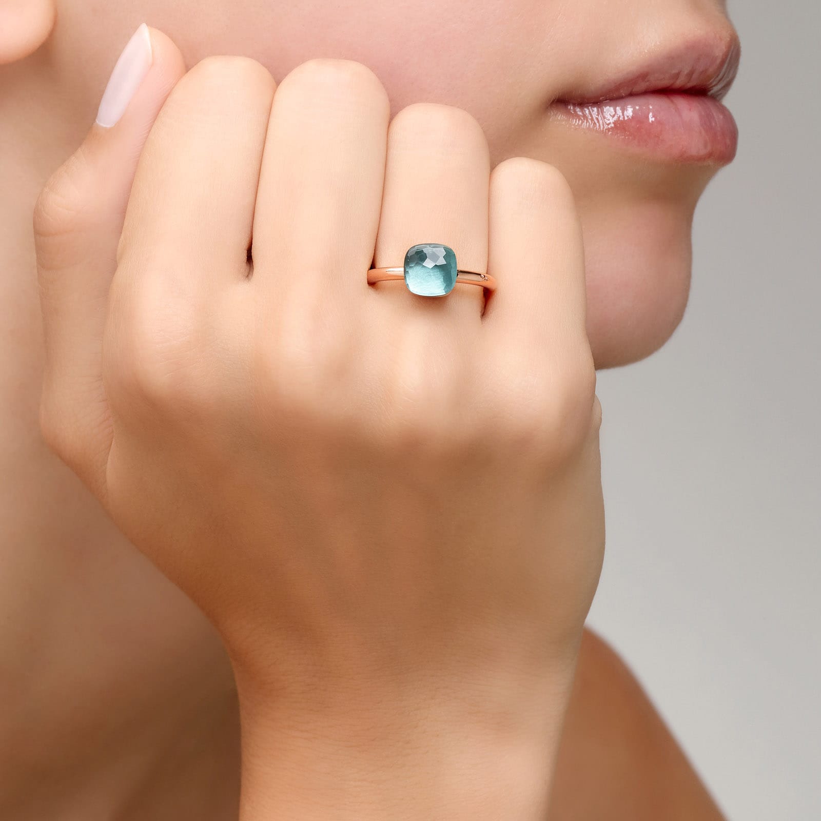 Pomellato Nudo Petit 18ct Rose & White Gold Blue Topaz Ring Pomellato Nudo Petit 18ct Rose & White Gold Blue Topaz Ring