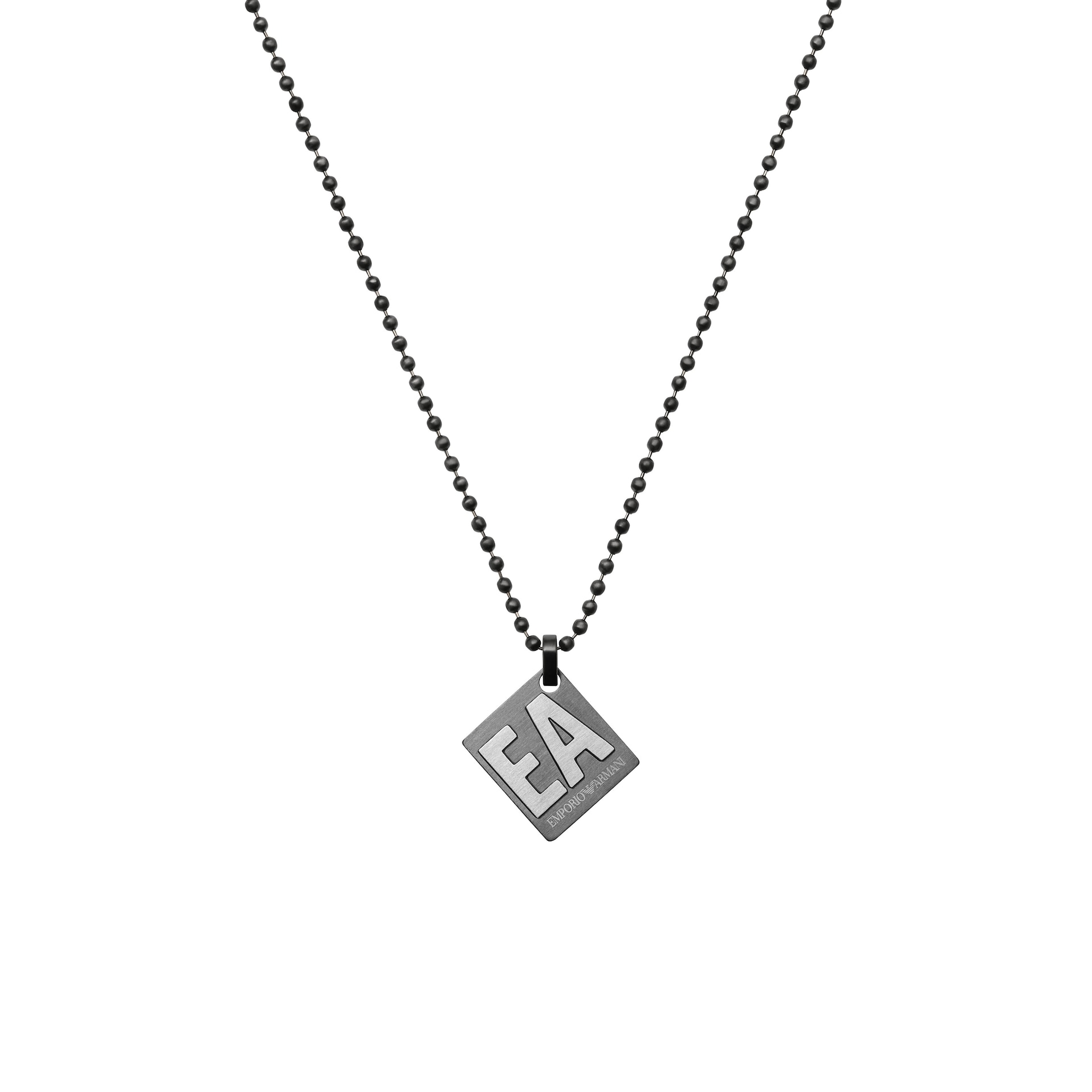 Emporio Armani Mens Gun Metal Logo Necklace Emporio Armani Mens Gun Metal Logo Necklace