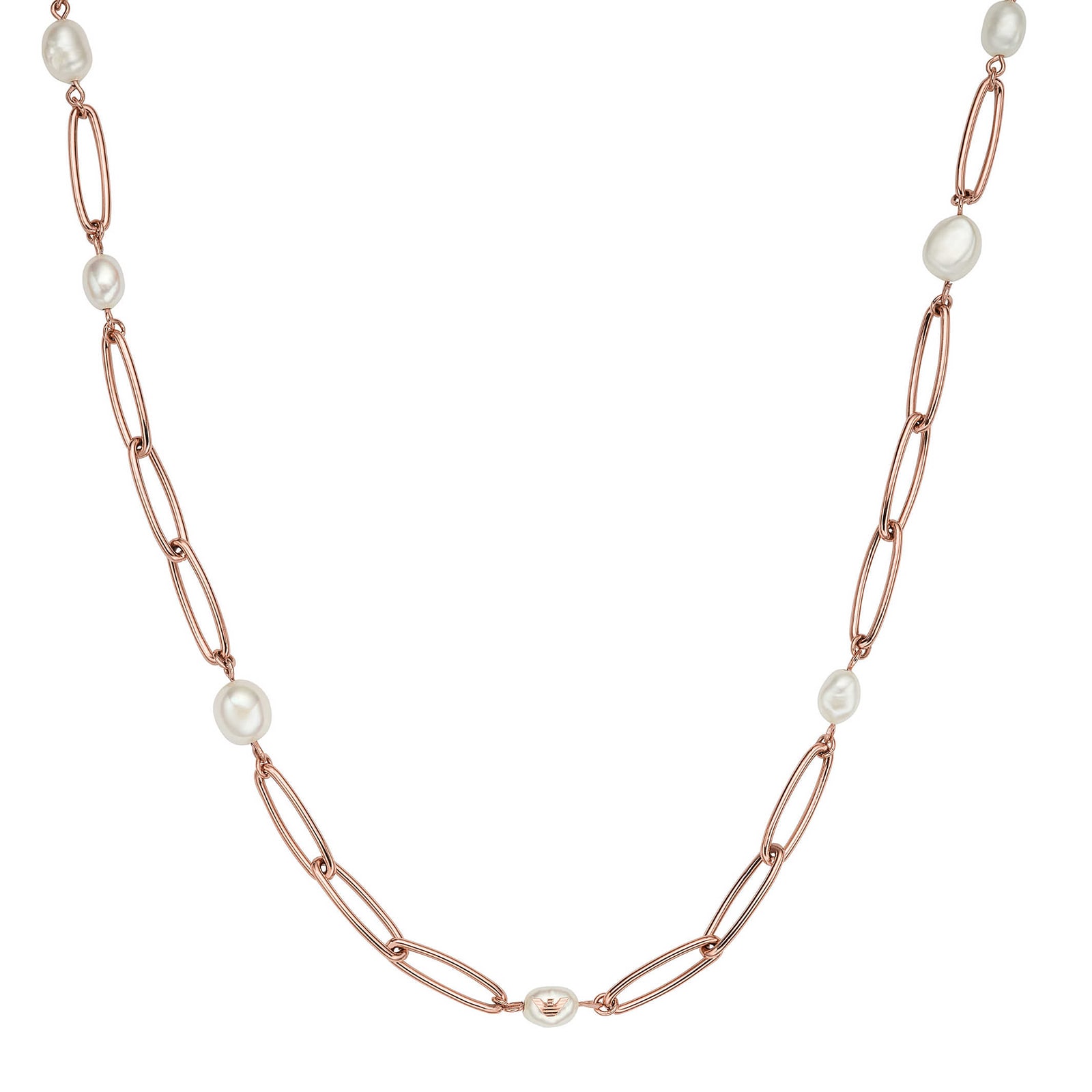 Emporio Armani Ladies Rose Gold Coloured Pearl Necklace Emporio Armani Ladies Rose Gold Coloured Pearl Necklace