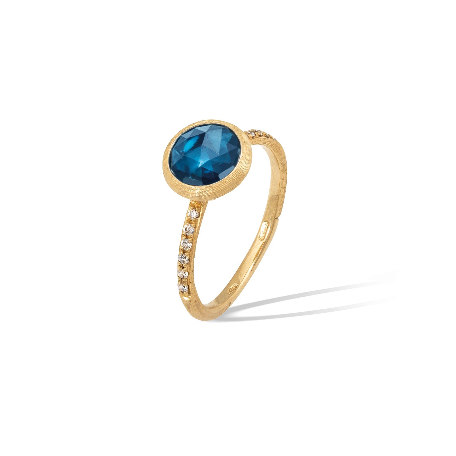 Marco Bicego 18ct Yellow Gold Jaipur Colour Collection Diamond & London Blue Topaz Stacking Ring Marco Bicego 18ct Yellow Gold Jaipur Colour Collection Diamond & London Blue Topaz Stacking Ring