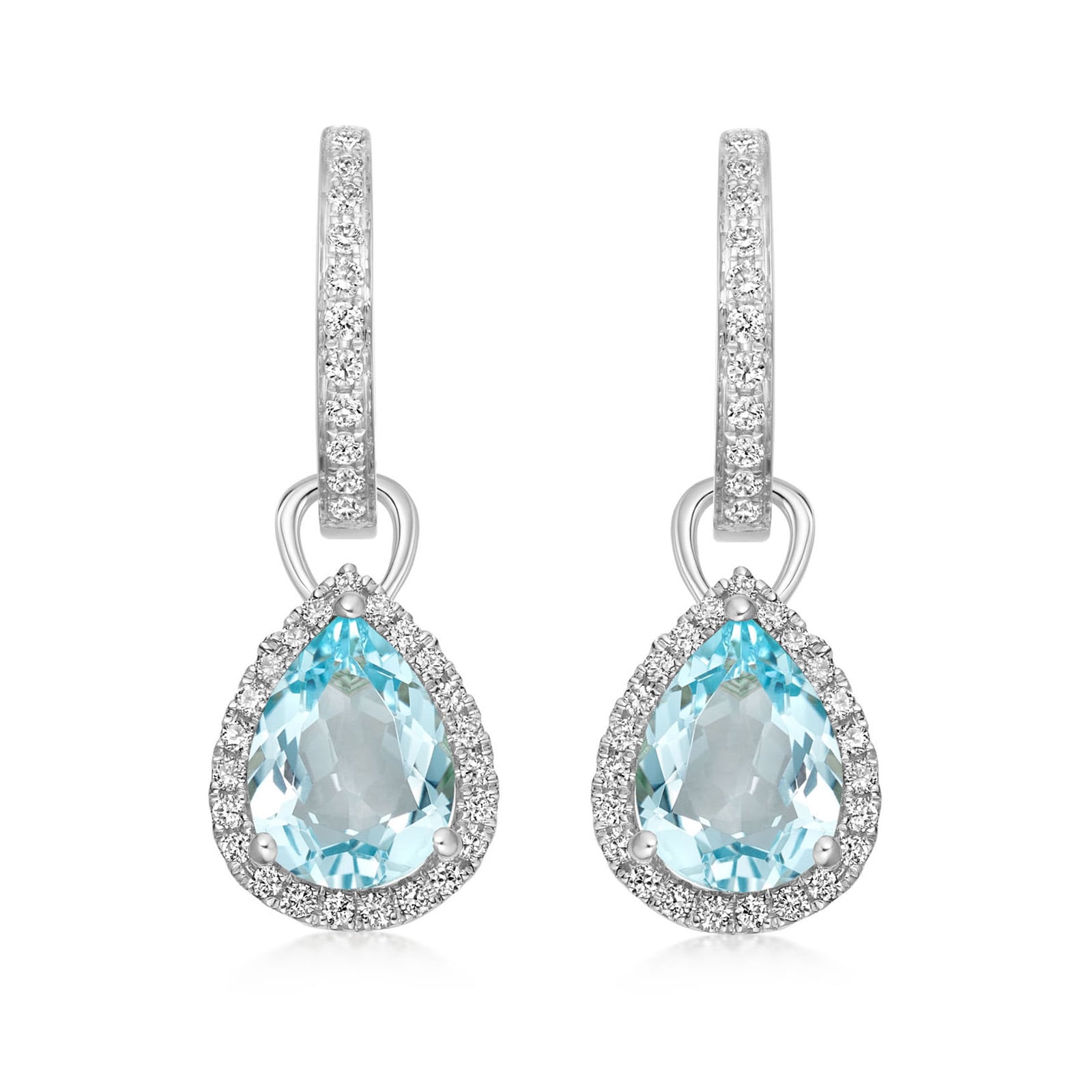 Kiki McDonough 18ct White Gold 0.28ct Diamond & Blue Topaz Drop Earrings Kiki McDonough 18ct White Gold 0.28ct Diamond & Blue Topaz Drop Earrings