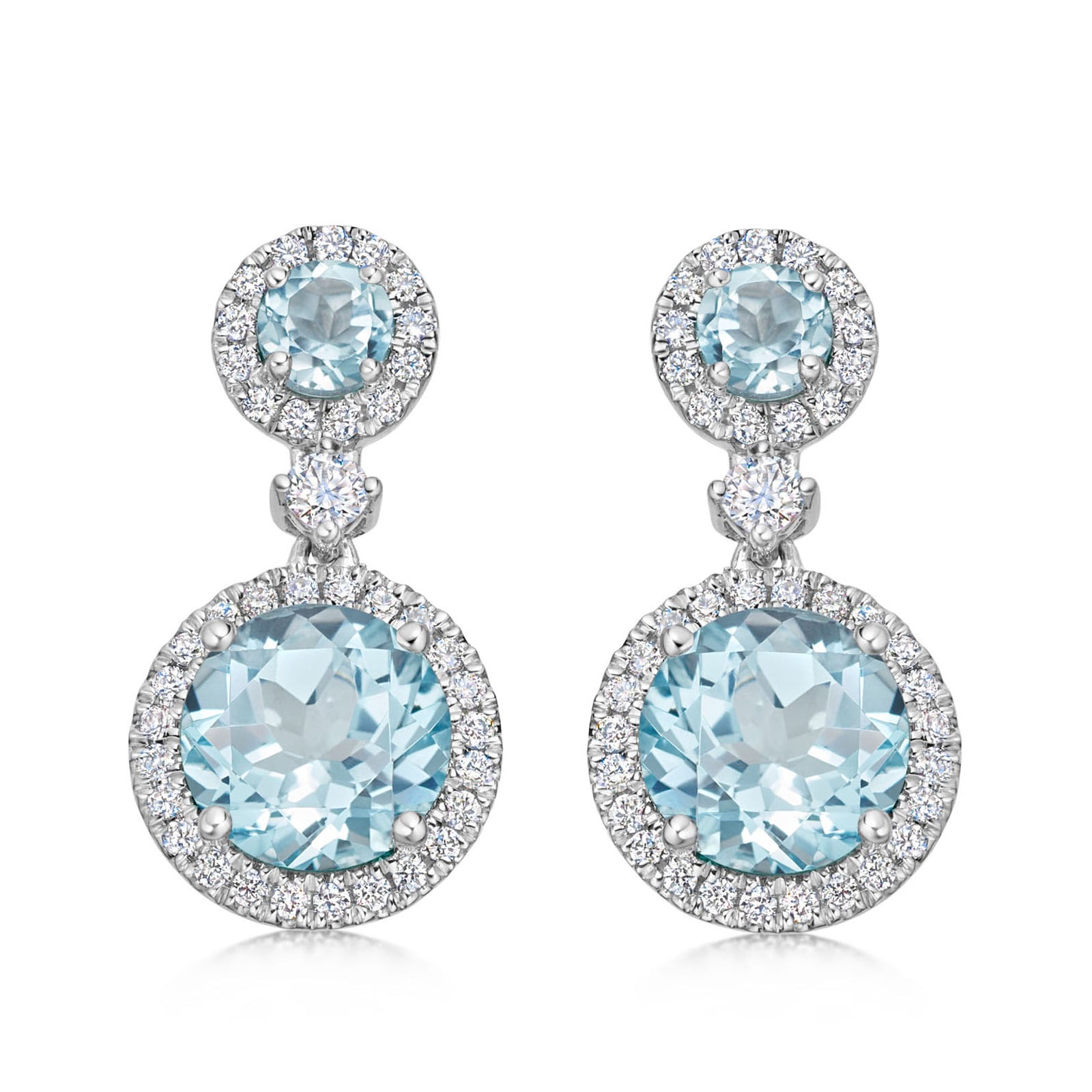 Kiki McDonough 18ct White Gold 0.36ct Diamond & Blue Topaz Earrings Kiki McDonough 18ct White Gold 0.36ct Diamond & Blue Topaz Earrings