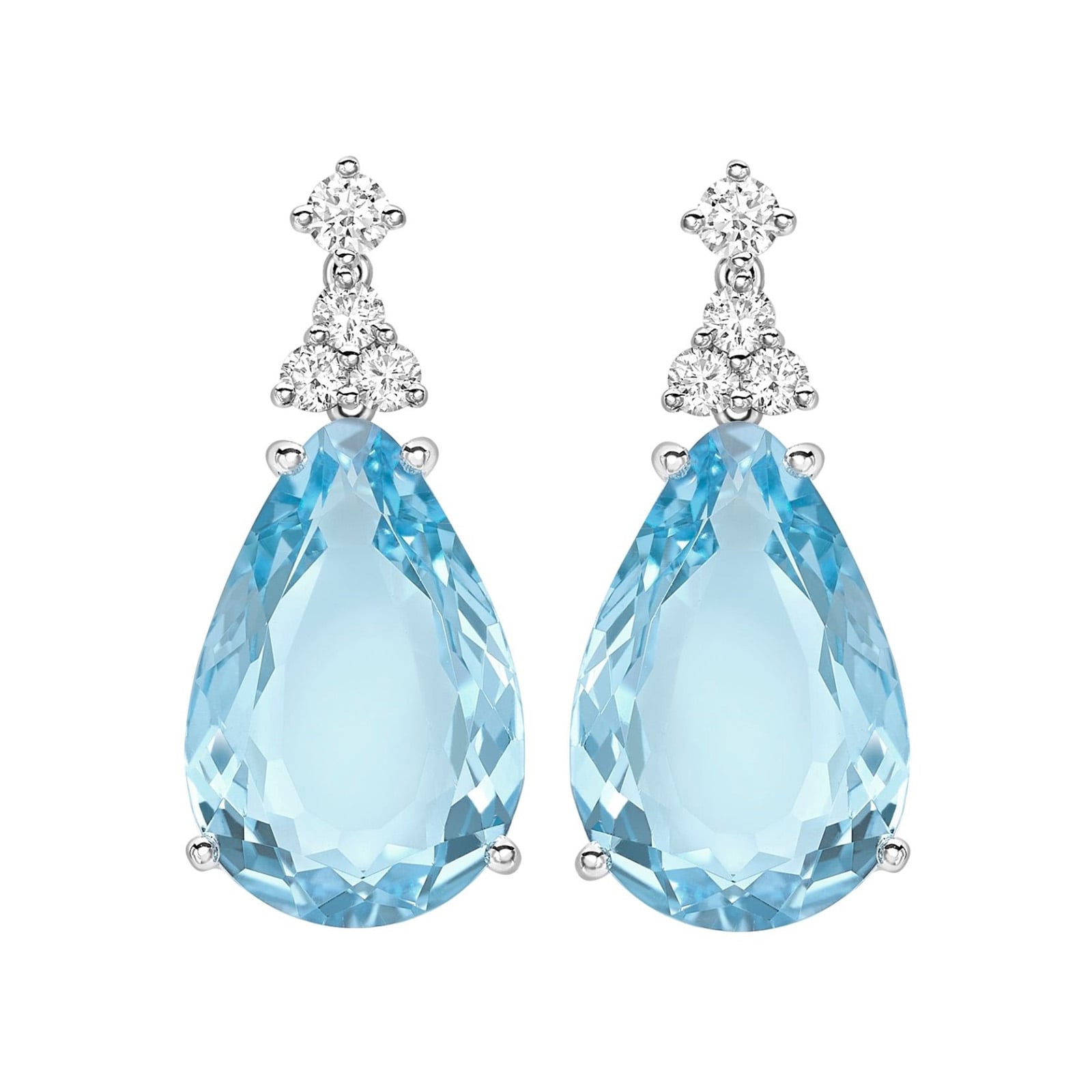 Kiki McDonough 18ct White Gold 0.31ct Diamond & Blue Topaz Earrings Kiki McDonough 18ct White Gold 0.31ct Diamond & Blue Topaz Earrings