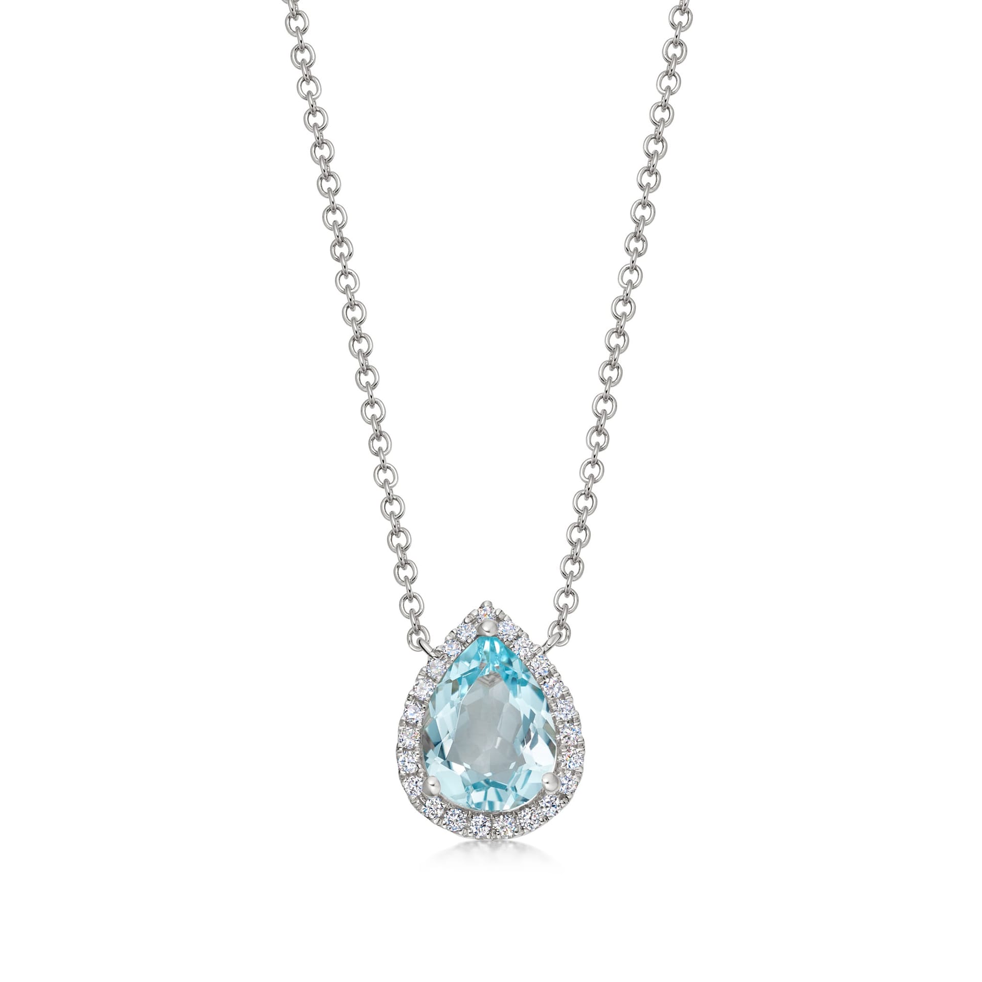 Kiki McDonough 18ct White Gold 0.09ct Diamond & Blue Topaz Necklace Kiki McDonough 18ct White Gold 0.09ct Diamond & Blue Topaz Necklace