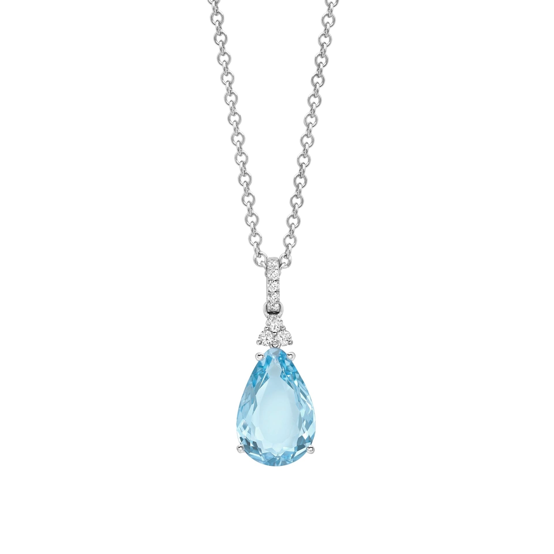 Kiki McDonough 18ct White Gold 0.16ct Diamond & Blue Topaz Pendant Kiki McDonough 18ct White Gold 0.16ct Diamond & Blue Topaz Pendant