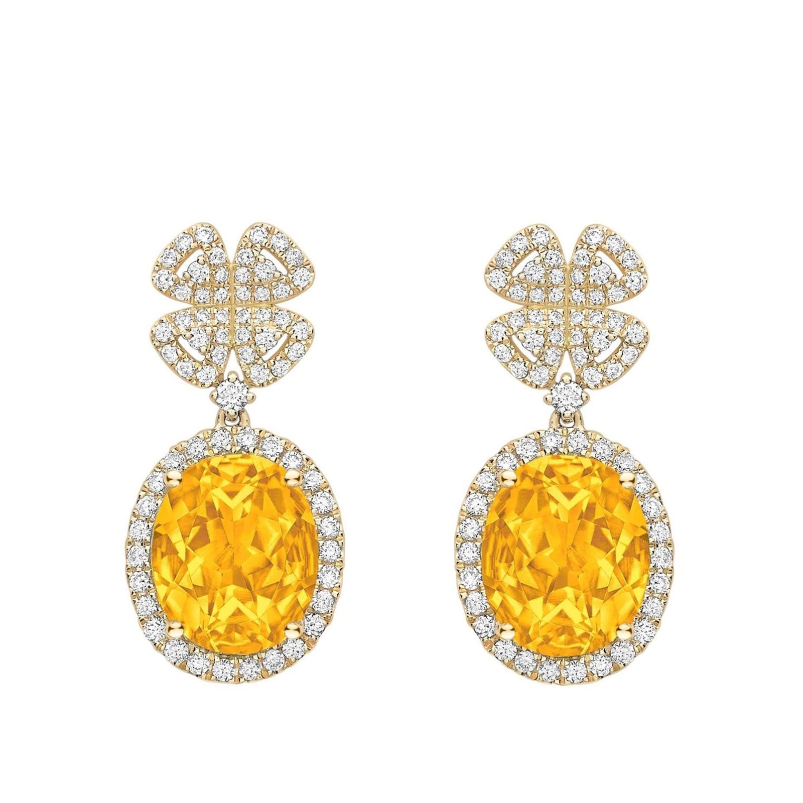 Kiki McDonough 18ct Yellow Gold 0.83ct Diamond & Citrine Drop Earrings Kiki McDonough 18ct Yellow Gold 0.83ct Diamond & Citrine Drop Earrings
