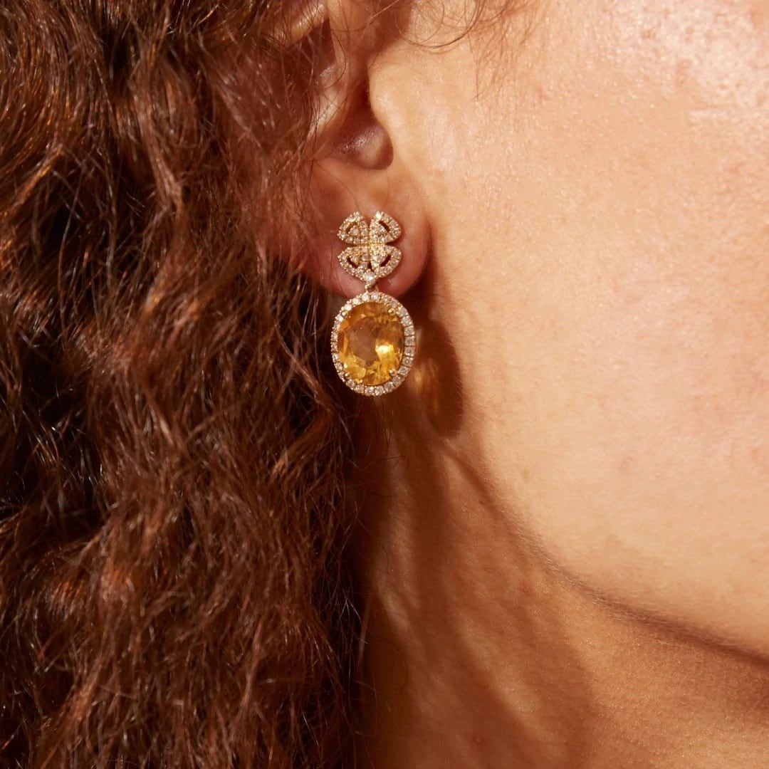 Kiki McDonough 18ct Yellow Gold 0.83ct Diamond & Citrine Drop Earrings Kiki McDonough 18ct Yellow Gold 0.83ct Diamond & Citrine Drop Earrings