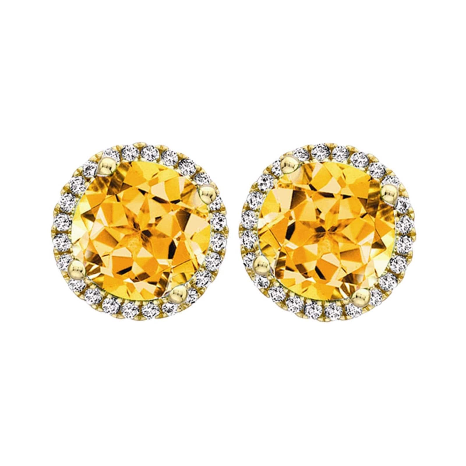 Kiki McDonough 18ct Yellow Gold 0.19ct Diamond & Citrine Stud Earrings Kiki McDonough 18ct Yellow Gold 0.19ct Diamond & Citrine Stud Earrings