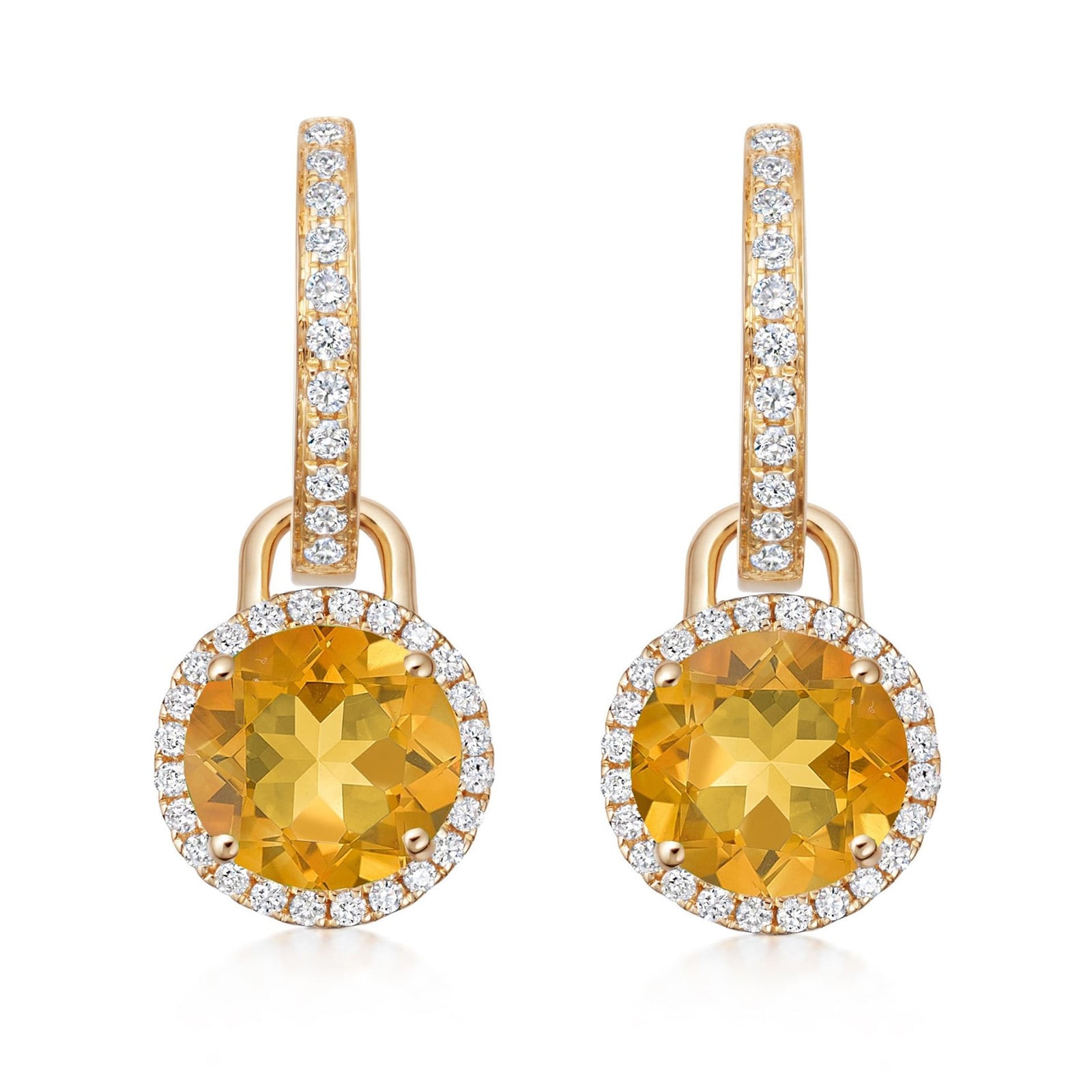 Kiki McDonough 18ct Yellow Gold 0.32ct Diamond & Citrine Drop Earrings Kiki McDonough 18ct Yellow Gold 0.32ct Diamond & Citrine Drop Earrings