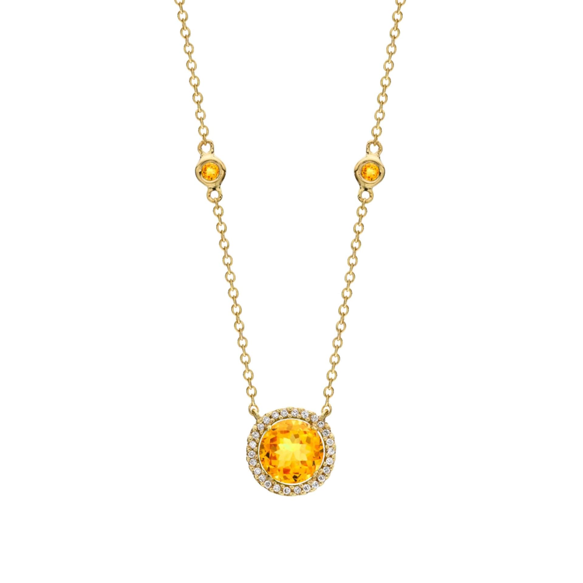 Kiki McDonough 18ct Yellow Gold 0.10ct Diamond & Citrine Necklace Kiki McDonough 18ct Yellow Gold 0.10ct Diamond & Citrine Necklace