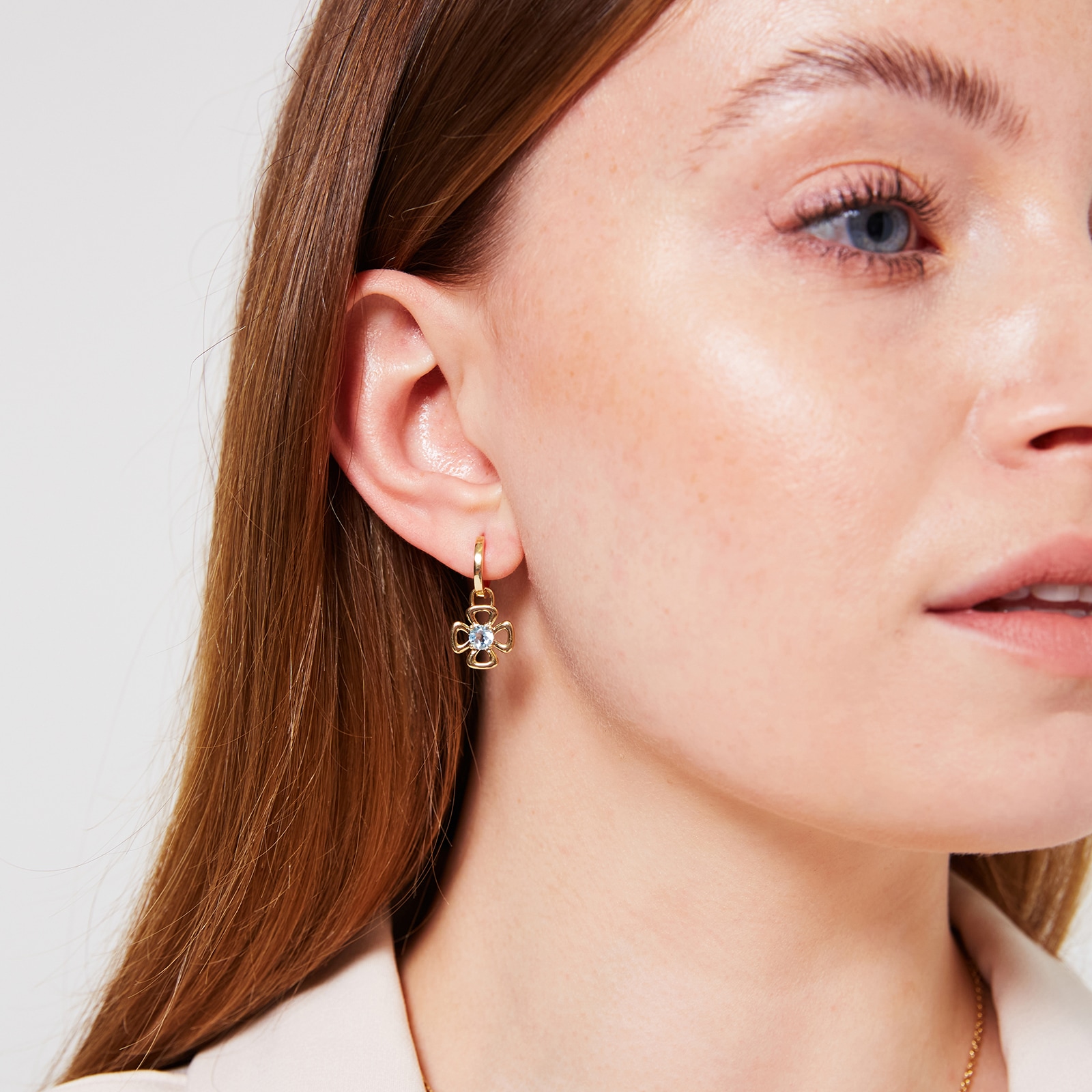 Kiki McDonough 18ct Yellow Gold Four Petal Blue Topaz Detachable Drops Kiki McDonough 18ct Yellow Gold Four Petal Blue Topaz Detachable Drops