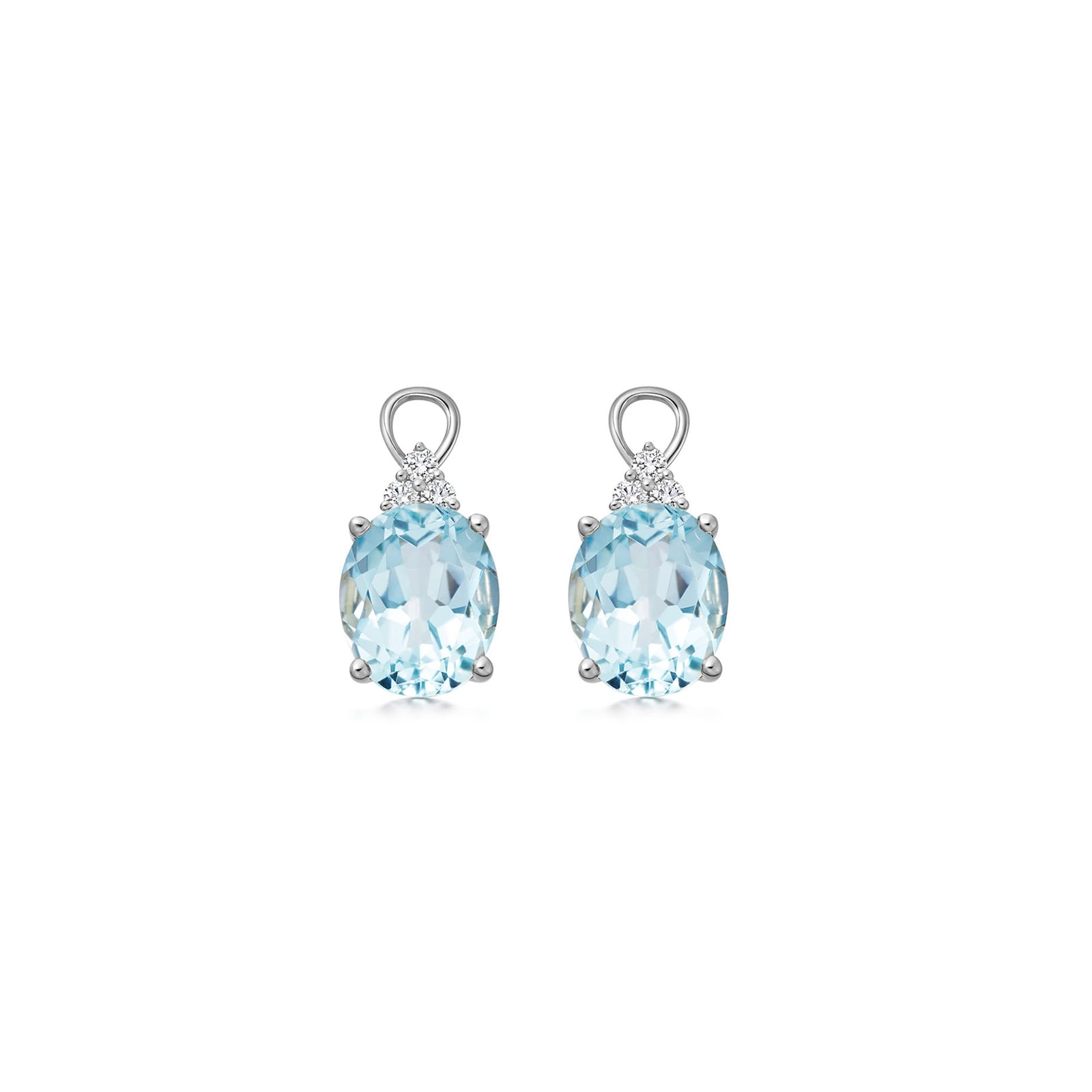 Kiki McDonough 18ct White Gold Oval Blue Topaz & Diamond Detachable Drops Kiki McDonough 18ct White Gold Oval Blue Topaz & Diamond Detachable Drops