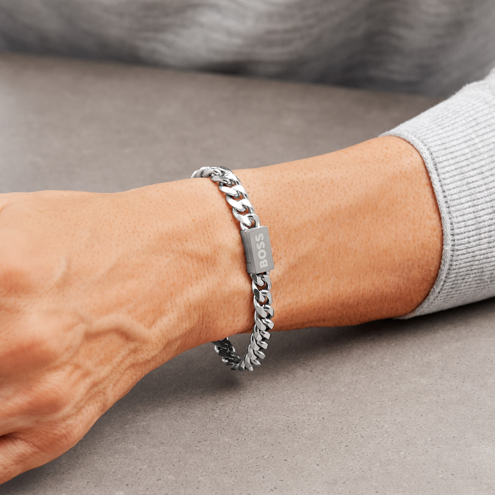 BOSS Gents BOSS Stainless Steel Chain Link Bracelet